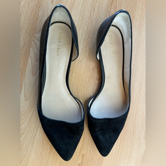 Cole Haan Bambra Black Leather Suede d’Orsay Flats - Picture 2 of 3